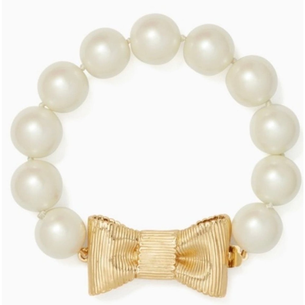 Kate Spade‎ All Wrapped Up Pearl Gold Bow Bracelet